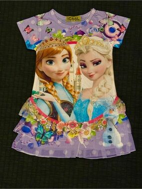 2T Frozen Sisters Purple Graphic Dress